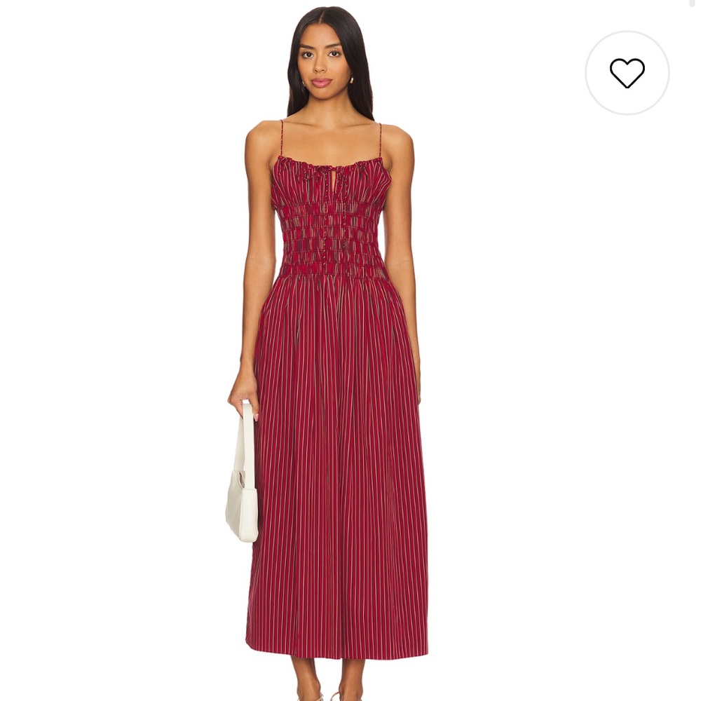 Faithfull the Brand Red Striped Midi Dress